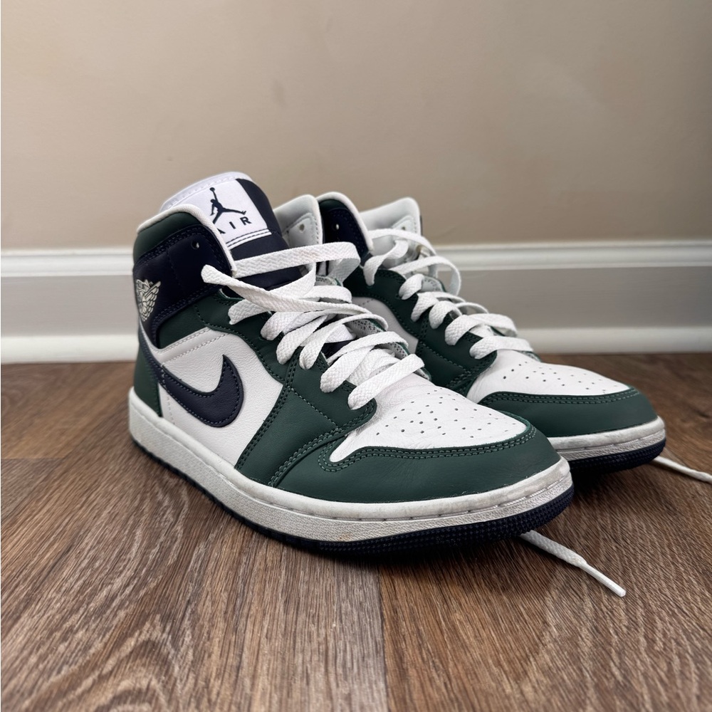 Green and White Nike Air Jordan High-Top Sneakers